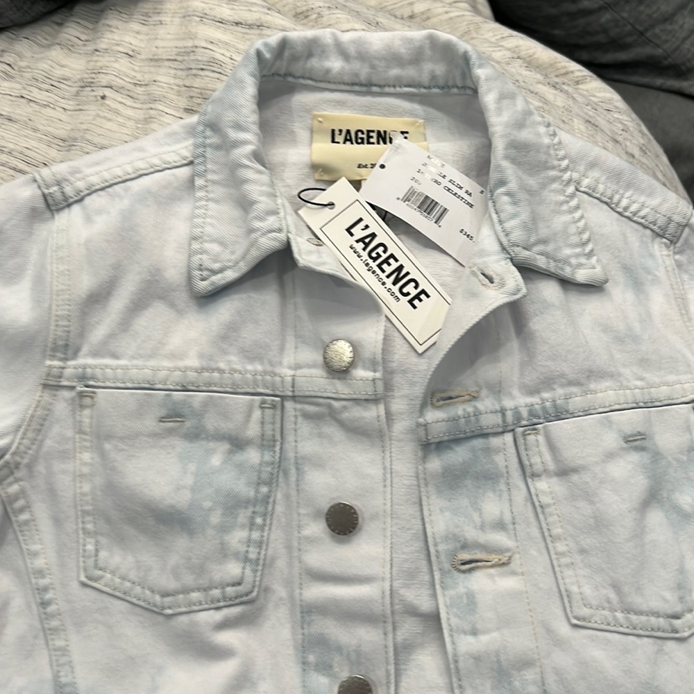 L’Agence Janelle slim white/denim blend jean jacket